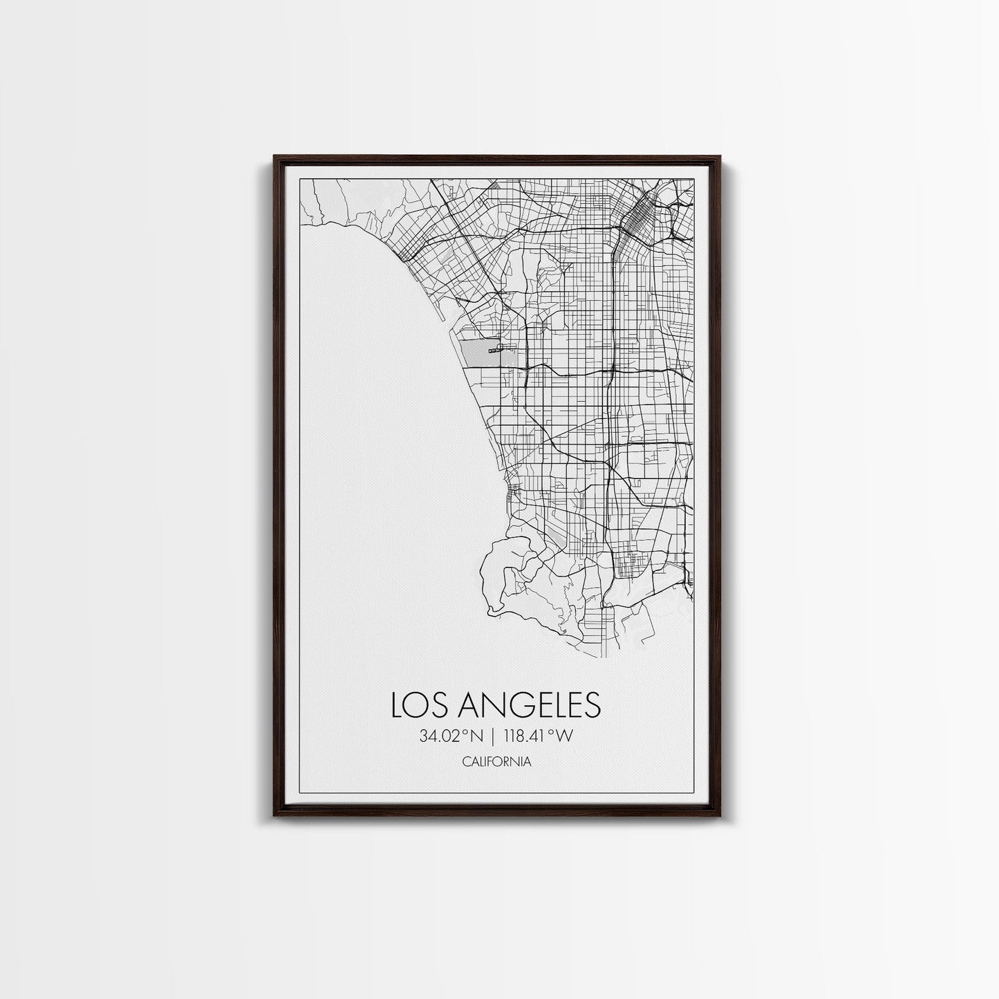 Los Angeles Street Map, California Map, City Map Art, Modern Art, Wall Art, Canvas Print, Travel Wall Print, Wedding Gift, Bedroom Décor