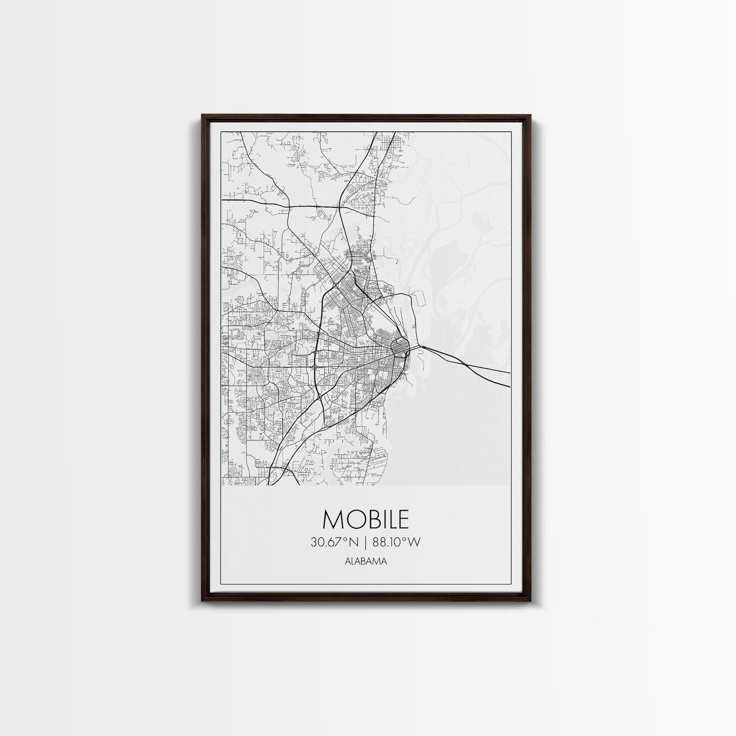 Mobile Street Map, Alabama Map, City Map Art, Modern Art, Wall Art, Canvas Print, Farmhouse Bedroom Art, Mother In Law Gift, Travel Art