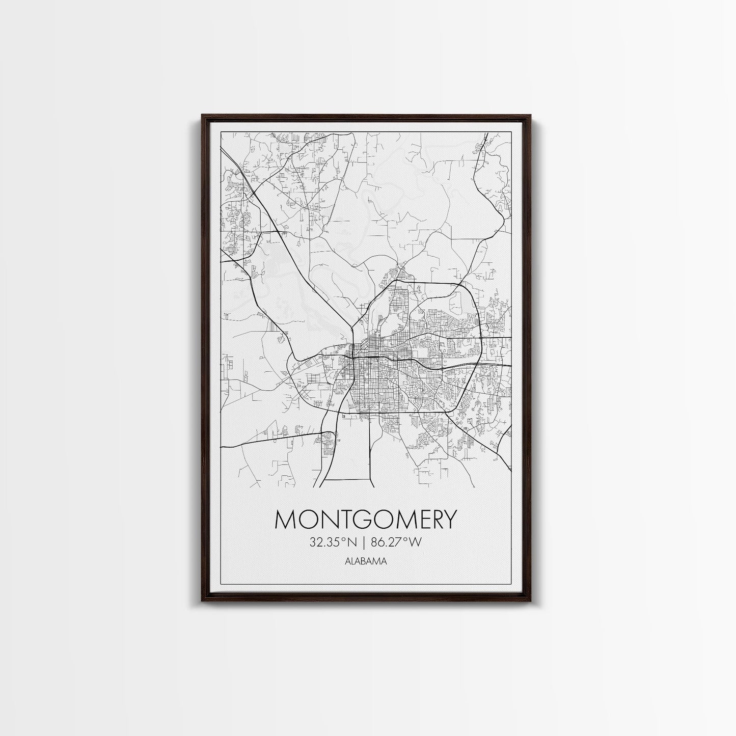 Montgomery Street Map, Alabama Map, City Map Art, Modern Art, Wall Art, Canvas Print, Bedroom Print, Family Gift, Travel Wall Décor