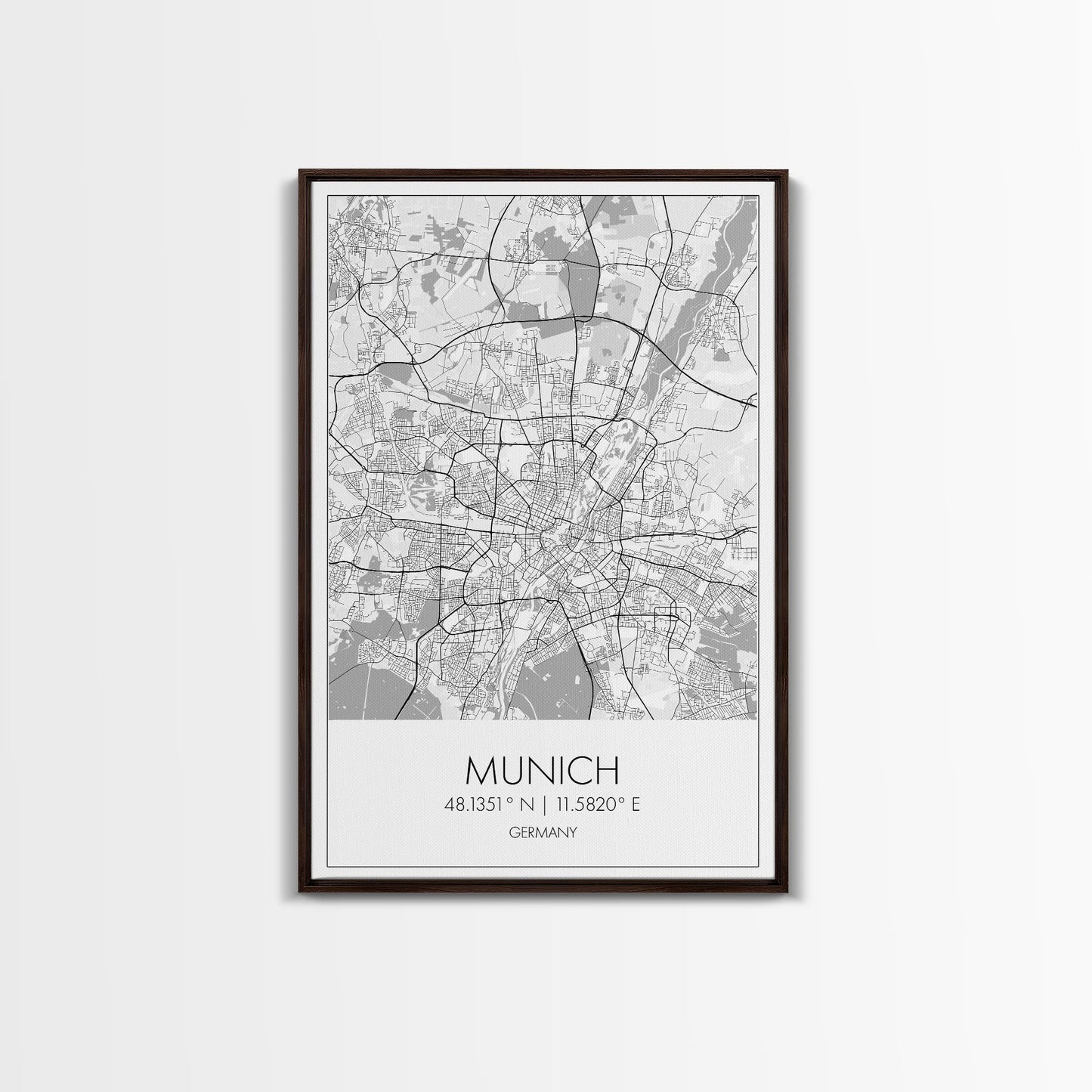 Munich Street Map, Germany Map, Europe City Map Art, Modern Art, Wall Art, Canvas Print, Dorm Wall Décor, Holiday Gift, Travel Wall Print
