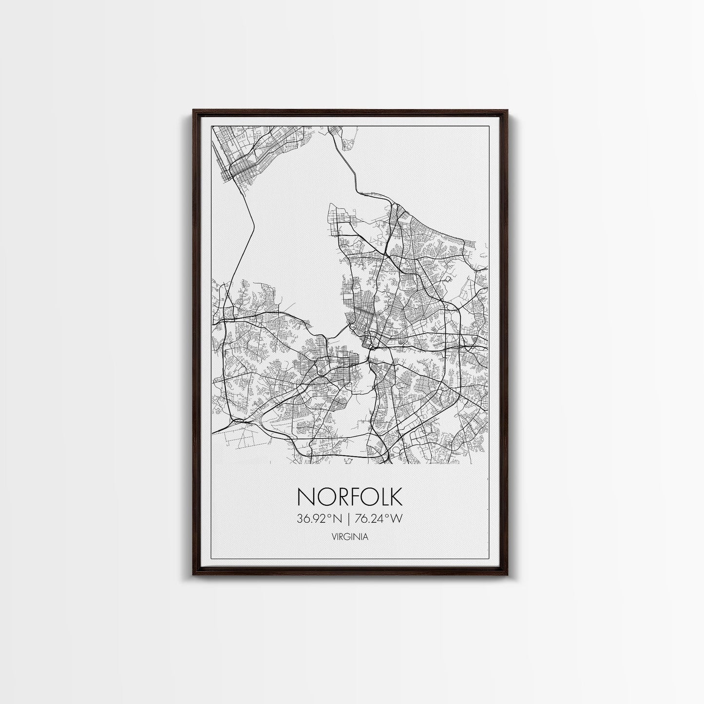 Norfolk Street Map, Virginia Map, City Map Art, Modern Art, Wall Art, Canvas Print, Bedroom Décor, College Student Gift, Travel Print