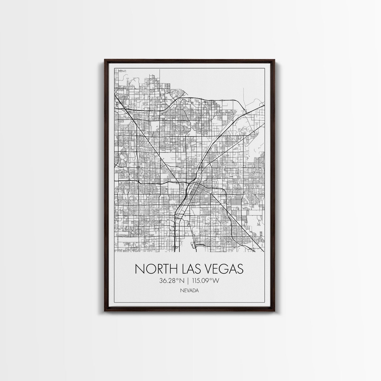 North Las Vegas Street Map, Nevada Map, City Map Art, Modern Art, Wall Art, Canvas Print, Wall Décor Bedroom, Honeymoon Gift,  Travel Art