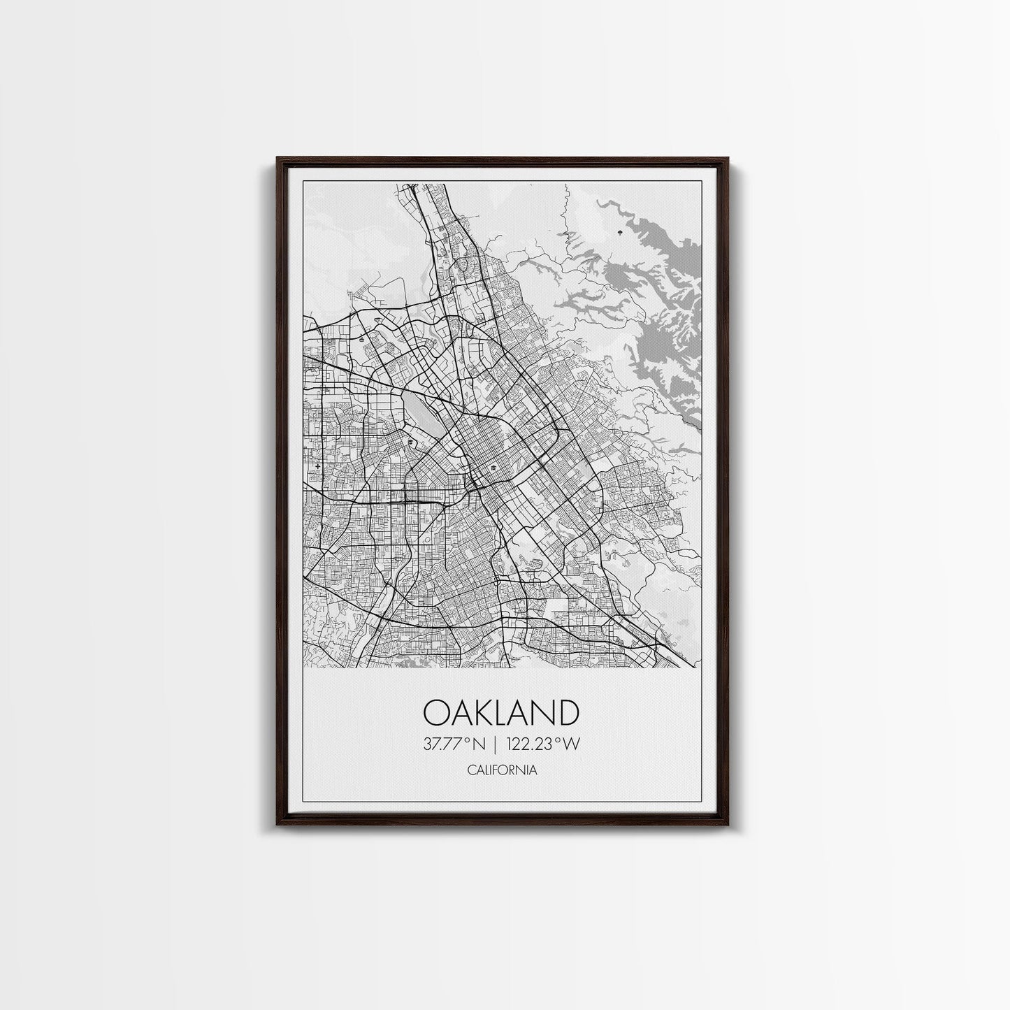 Oakland Street Map, California Map, City Map Art, Modern Art, Wall Art, Canvas Print, Living Room Art, Gift For Her, Adventure Wall Art