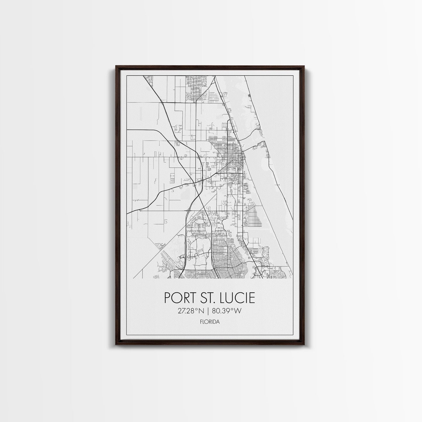 Port St Lucie Street Map, Florida Map, City Map Art, Minimalist Art, Wall Art, Canvas Print, Friend Gift, Black And White Art, Travel Décor