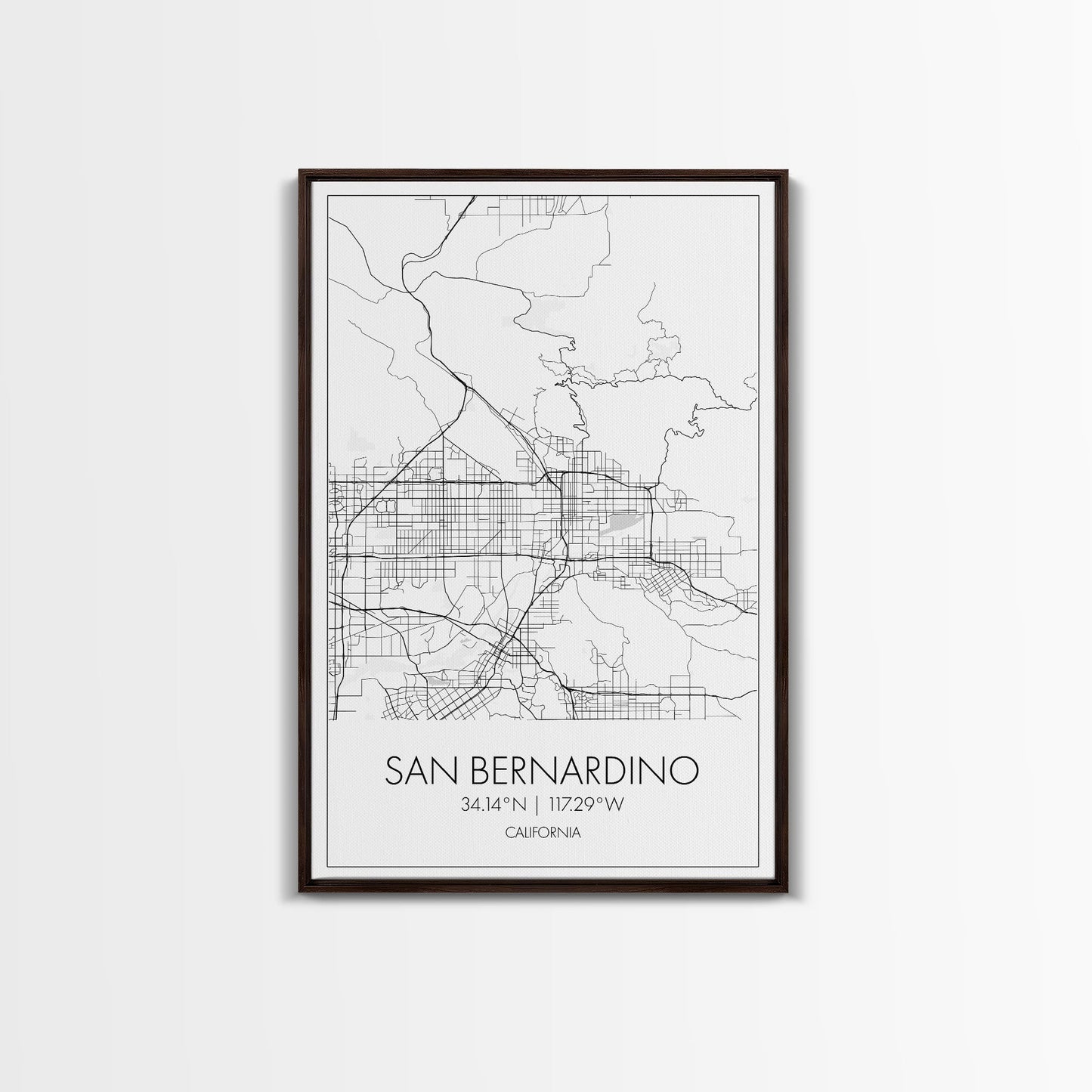 San Bernardino Street Map, California Map, City Map Print, Minimalist Art, Wall Art, Canvas Print, Unique Wall Décor, Friends Gift,