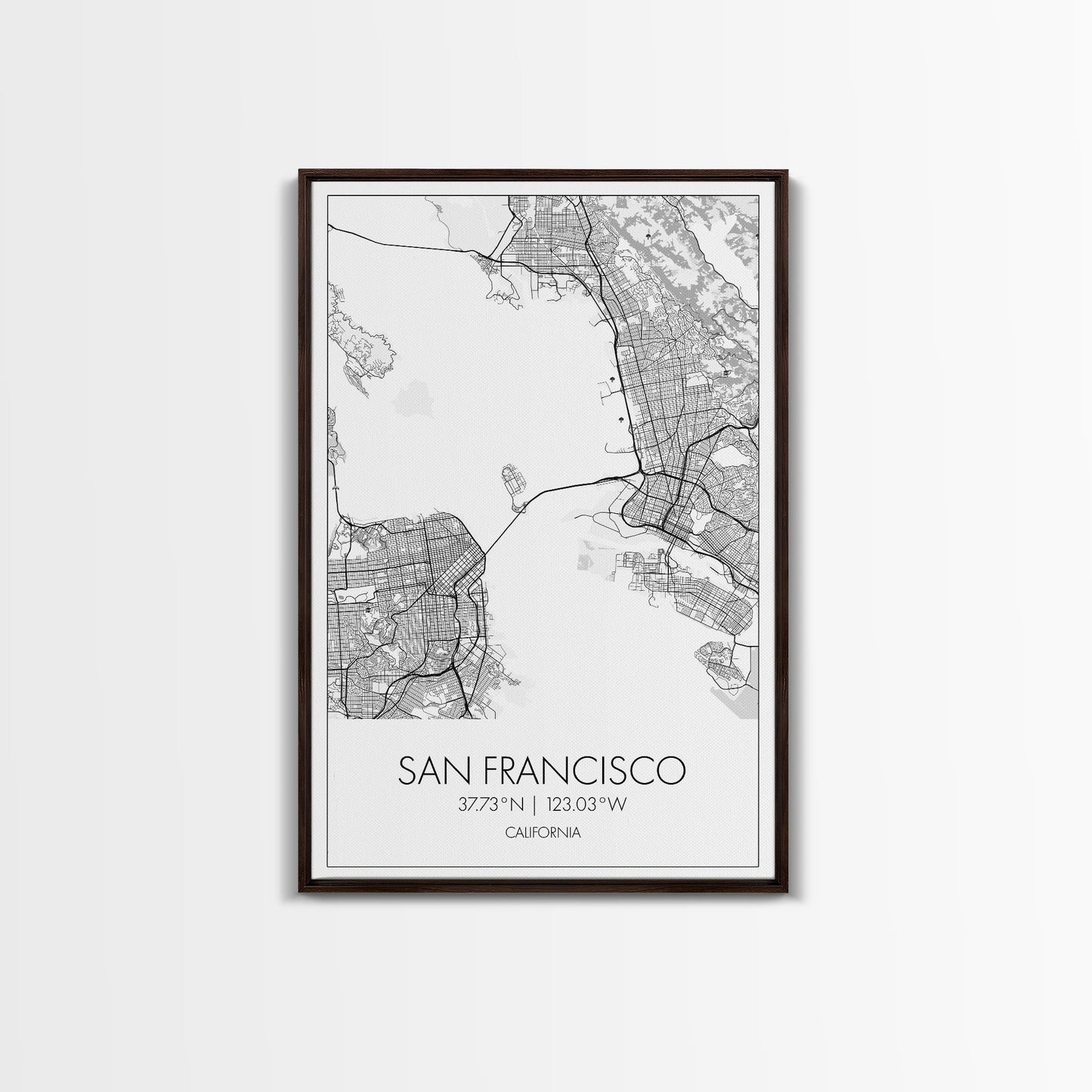 San Francisco Street Map, California Map, City Map Print, Minimalist Art, Wall Art, Canvas Print, Family Room Décor, Gift For Travelers
