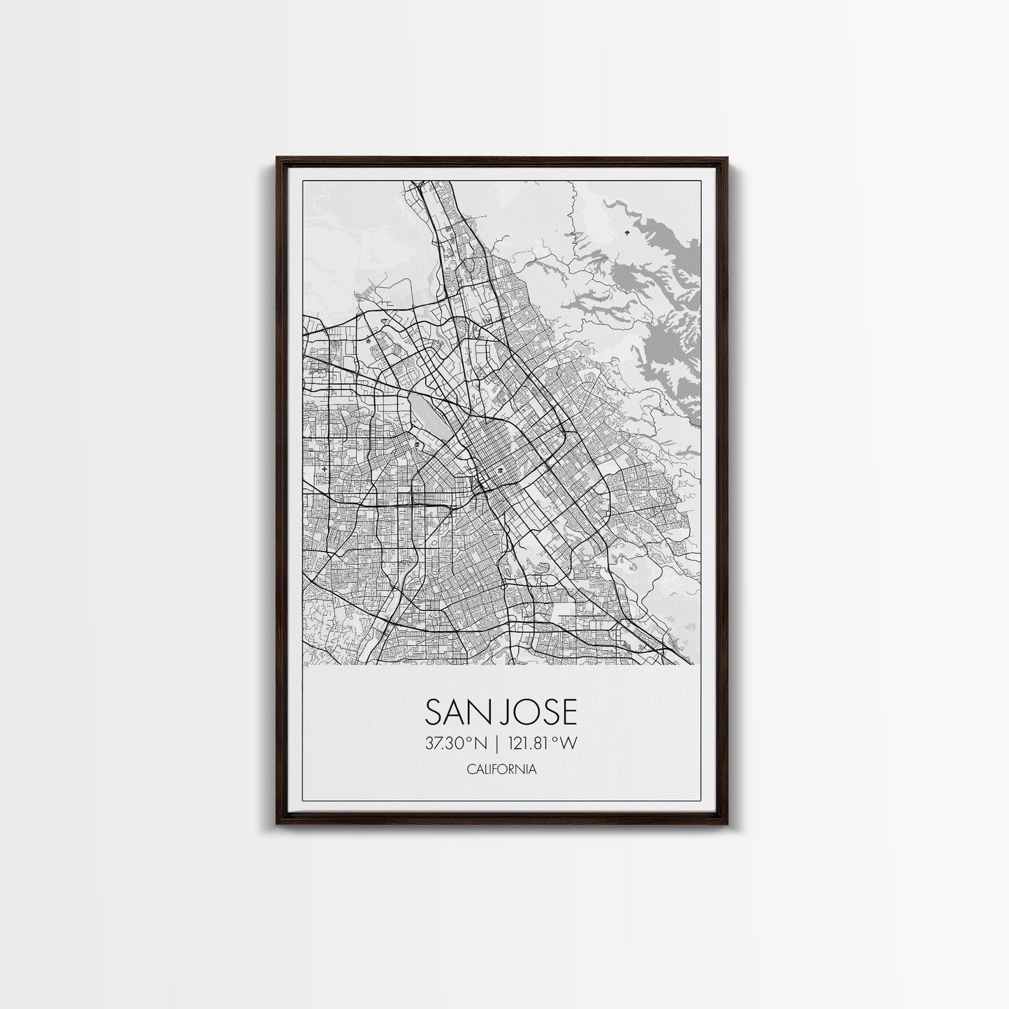 San Jose Street Map, California Map, City Map Print, Minimalist Art, Wall Art, Canvas Print, Girl Graduation Gift, Game Room Wall Art
