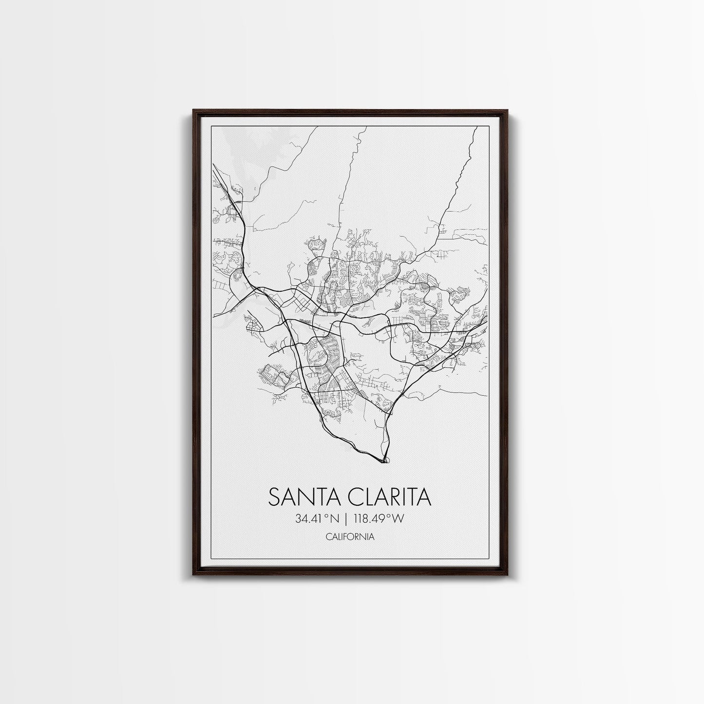 Santa Clarita Street Map, California Map, City Map Print, Minimalist Art, Wall Art, Canvas Print, Bedroom Wall Décor, Unique Travel Gifts
