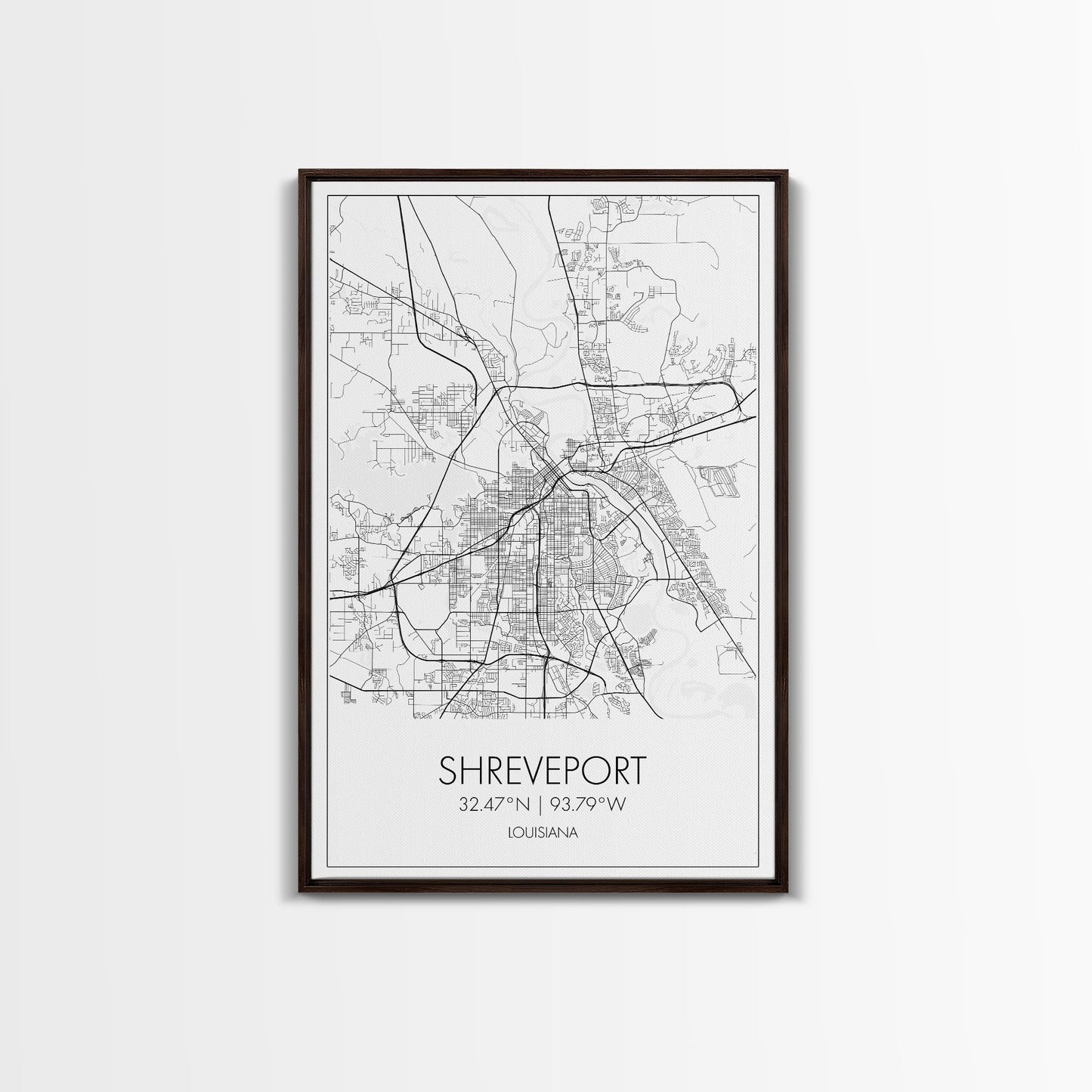 Shreveport Street Map, Louisiana Map, City Map Print, Minimalist Art, Wall Art, Canvas Print, Wall Decoration, Aviation Gift, Travel Décor