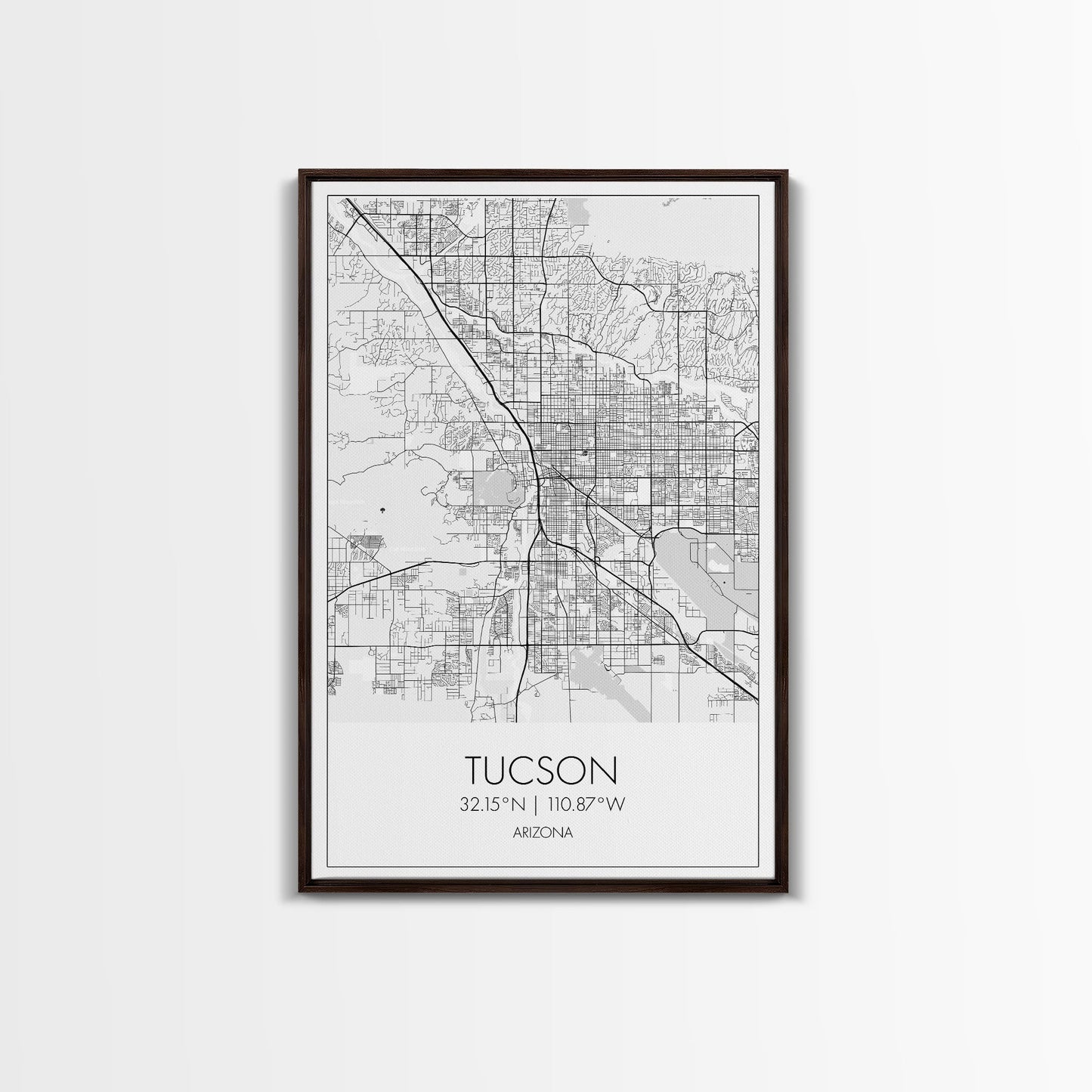 Tucson Street Map, Arizona Map, City Map Print, Modern Wall Art, Wall Art, Canvas Print, Minimal Wall Art, Family Gift, Travel Wall Décor