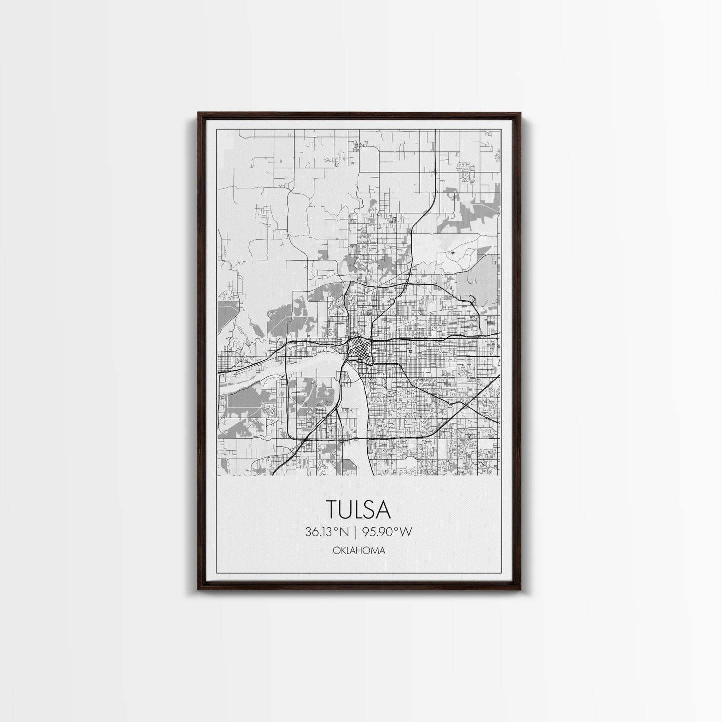 Tulsa Street Map, Oklahoma Map, City Map Print, Modern Wall Art, Wall Art, Canvas Print, Dorm Room Décor, Gift For Husband, Travel Art Print