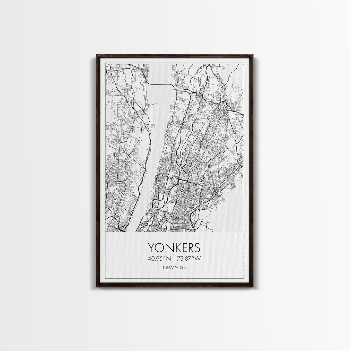 Yonkers Street Map, New York Map, City Map Print, Minimalist Art, Wall Art, Canvas Print, Travel Wall Art, Map Gift, Dorm Room Decor