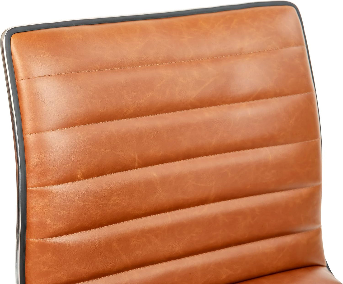 Brown Vinyl Office Task Chair With Chrome Frame Modern