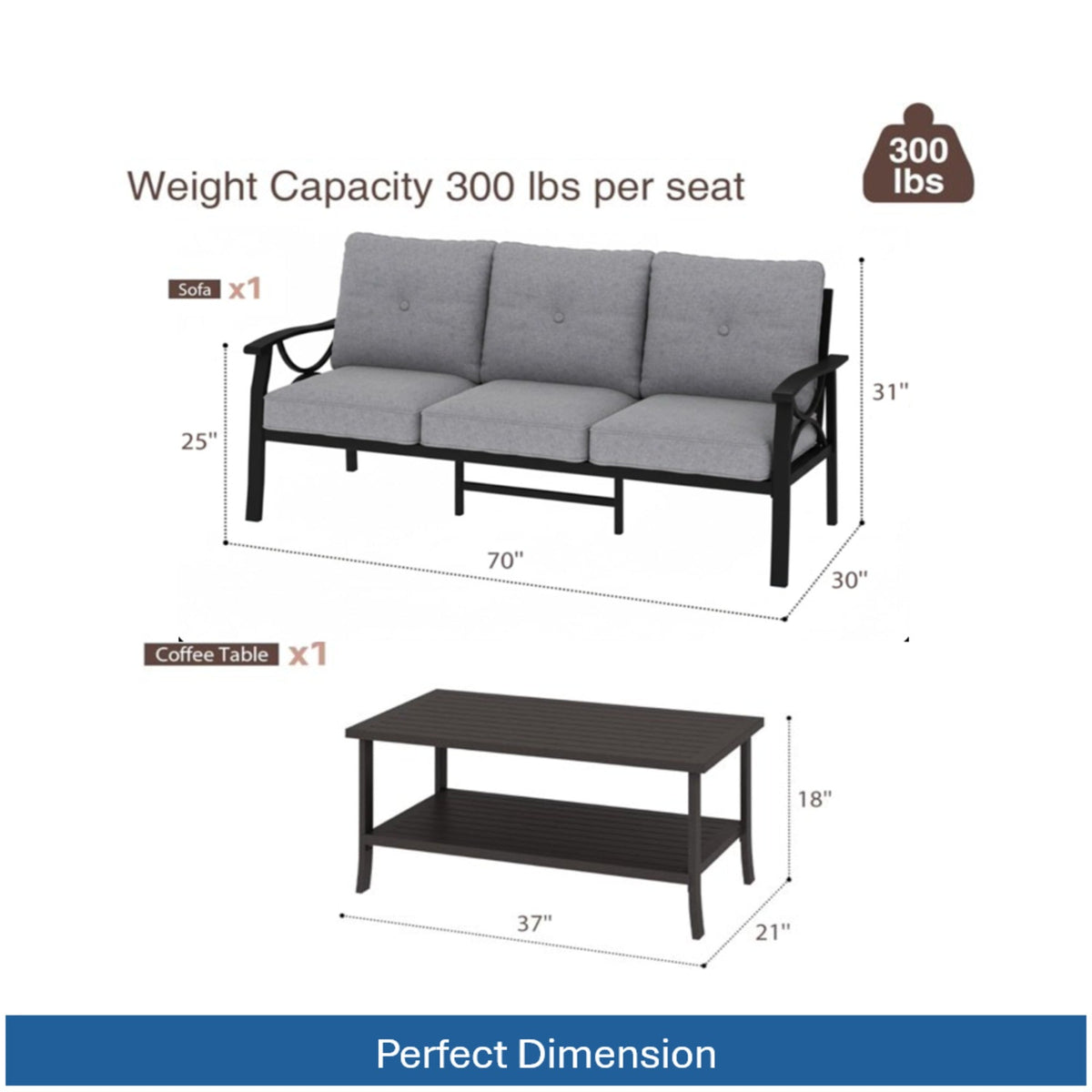 2 Piece Outdoor Patio Set