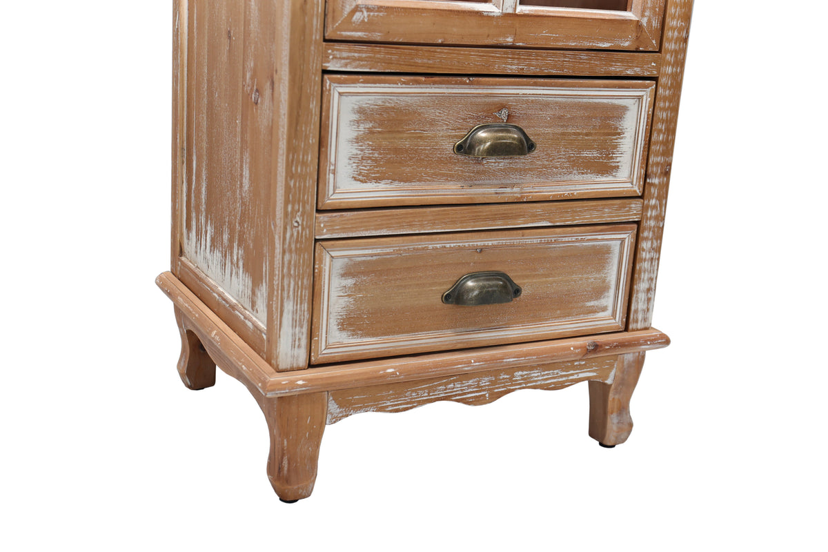 Rustic Wooden Storage Cabinet with Decorative Cutout Door