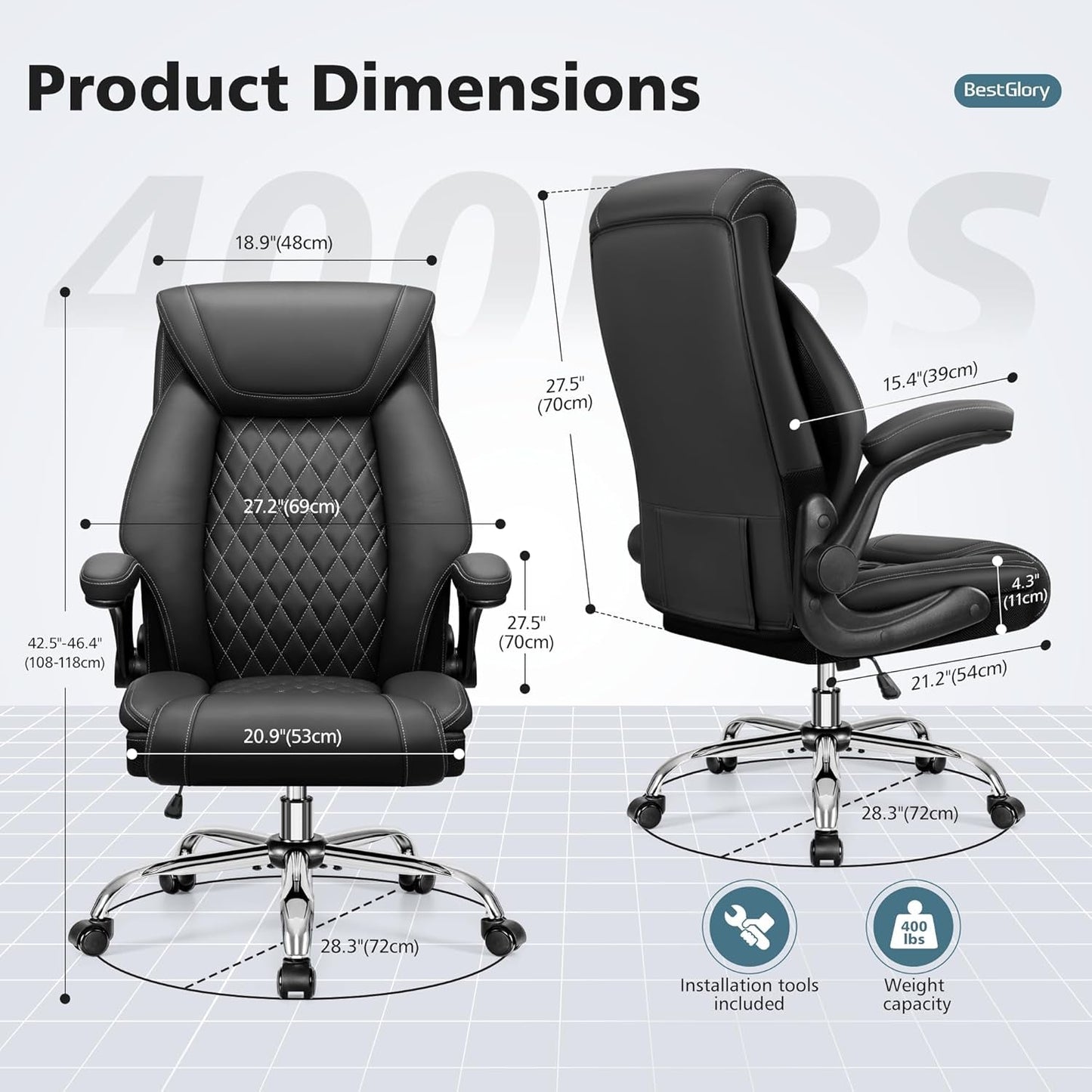 Ergonomic High Back Office Chair Tall With Lumbar Support