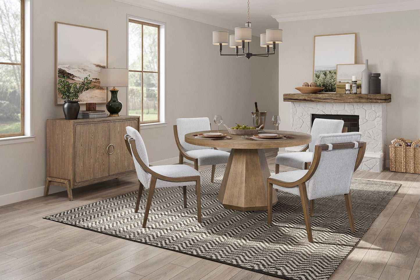Round Dining Table With Lazy Susan - Latte