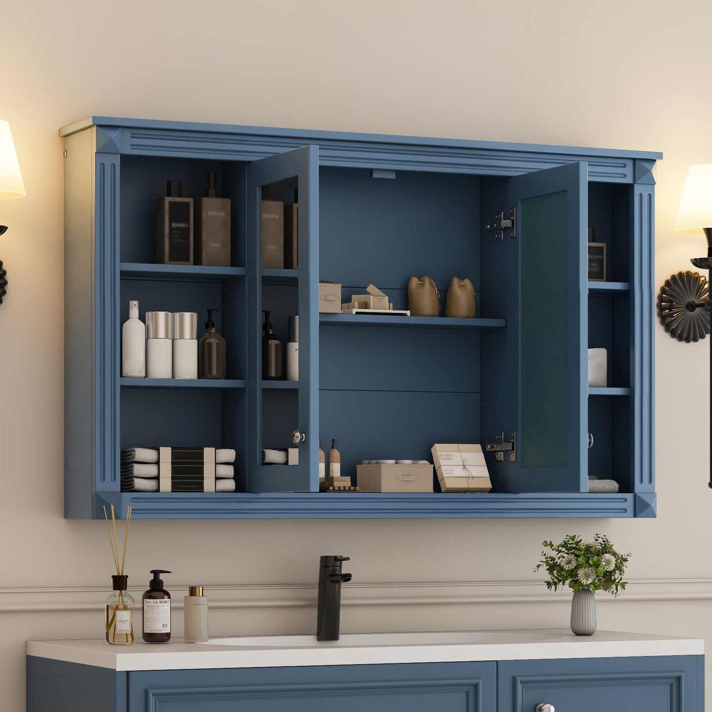 47 Inch Bathroom Mirror Cabinet with Storage
