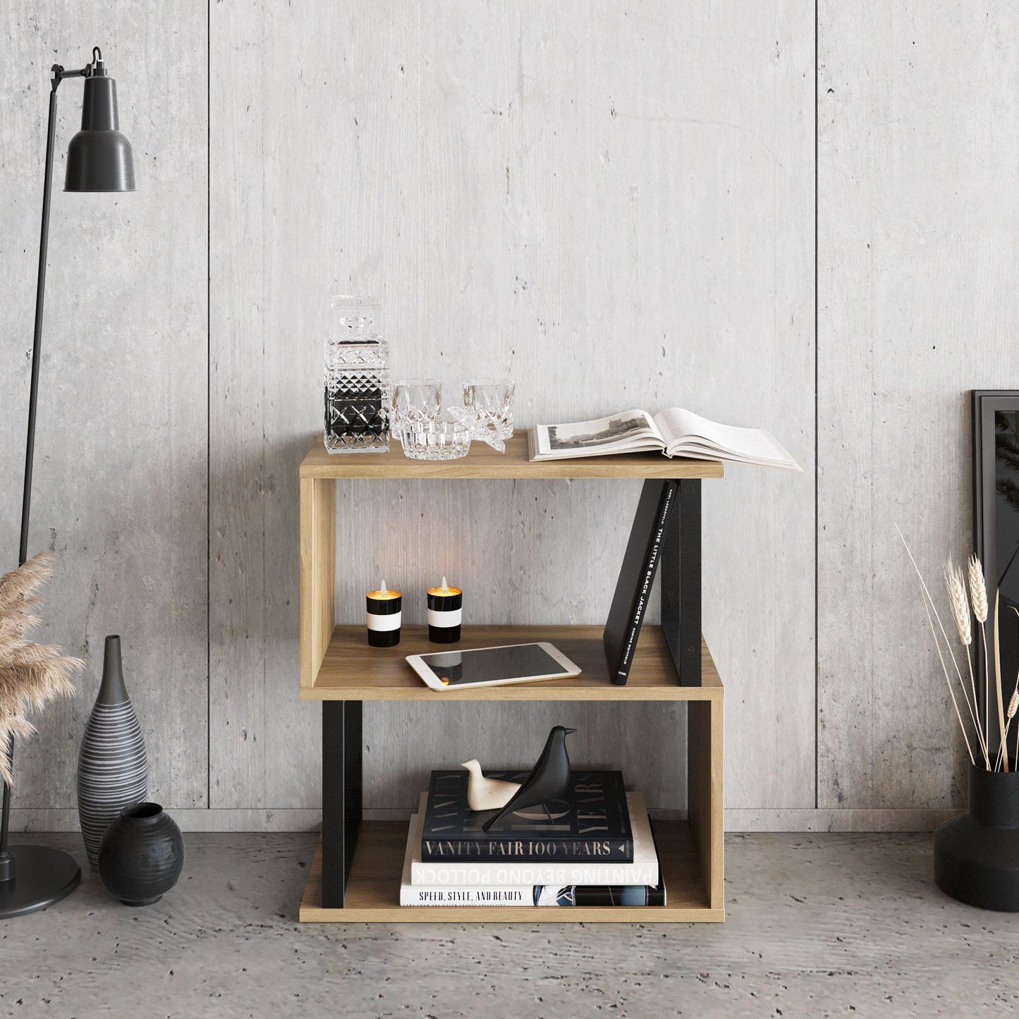 Lima 25'' Metal Wood Side End Table