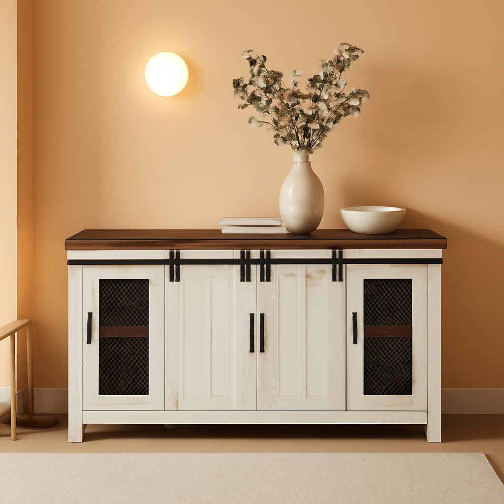 65 Inch Solid Wood TV Stand With Ample Storage Cabinet