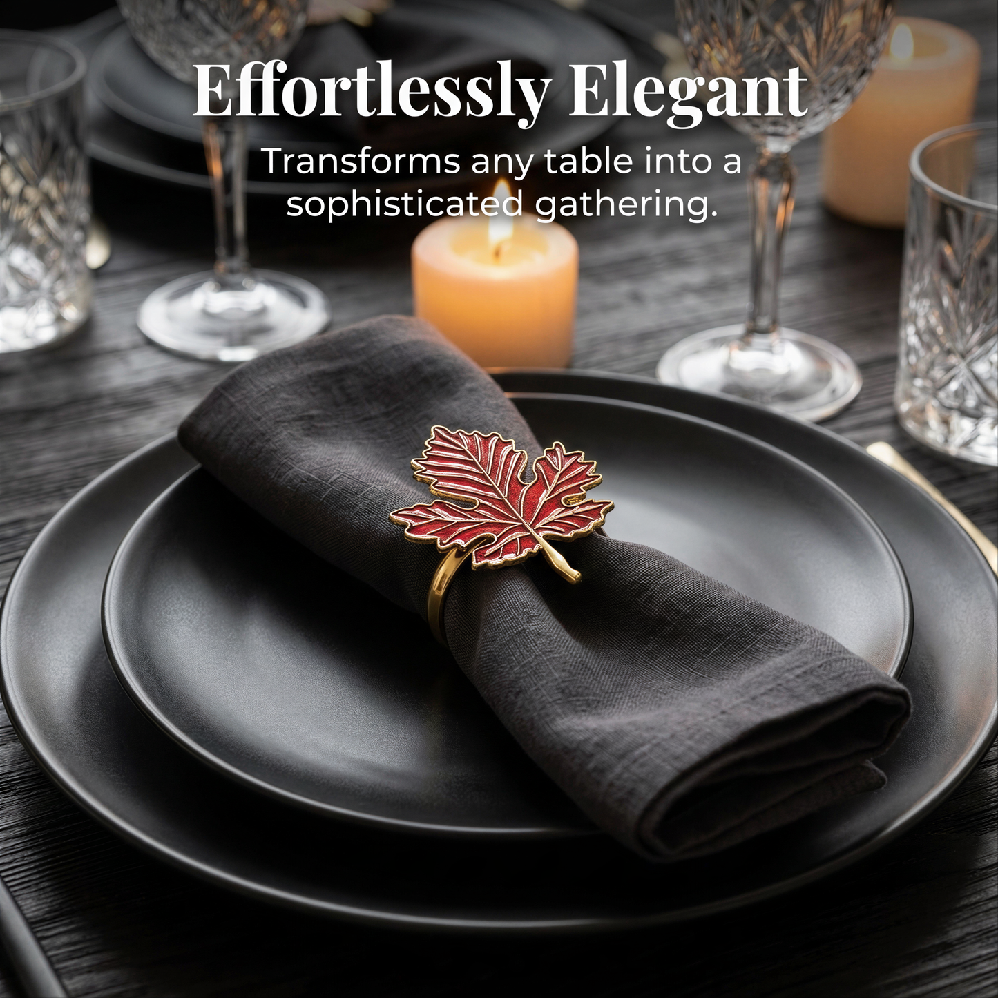 Gold Maple Leaf Napkin Rings – Elegant Rust Resistant Table Decor Accessories