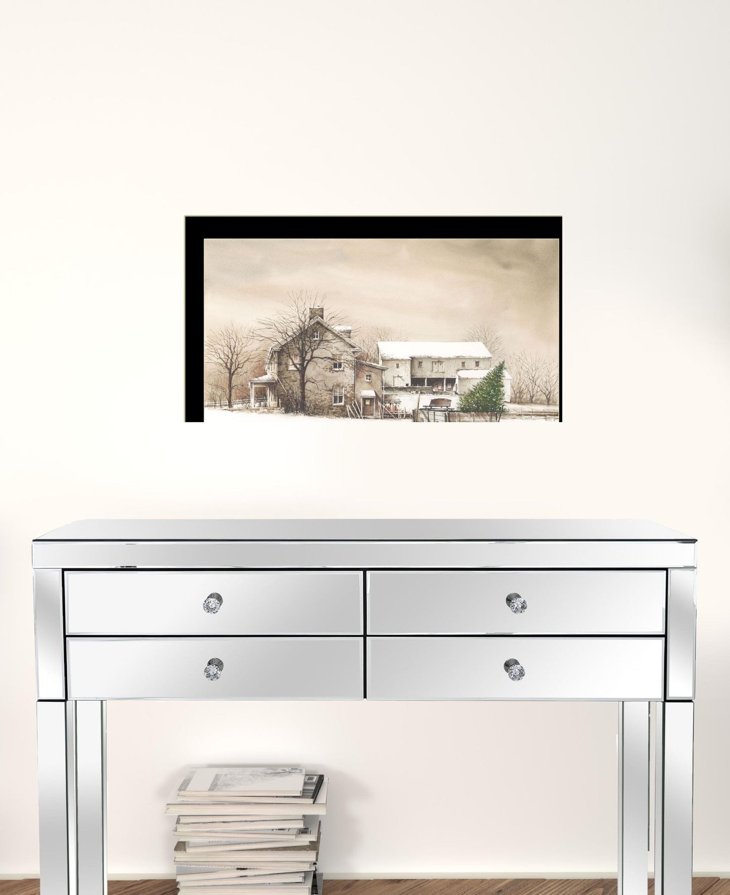 Bringing Home The Tree 3 Black Framed Print Wall Art