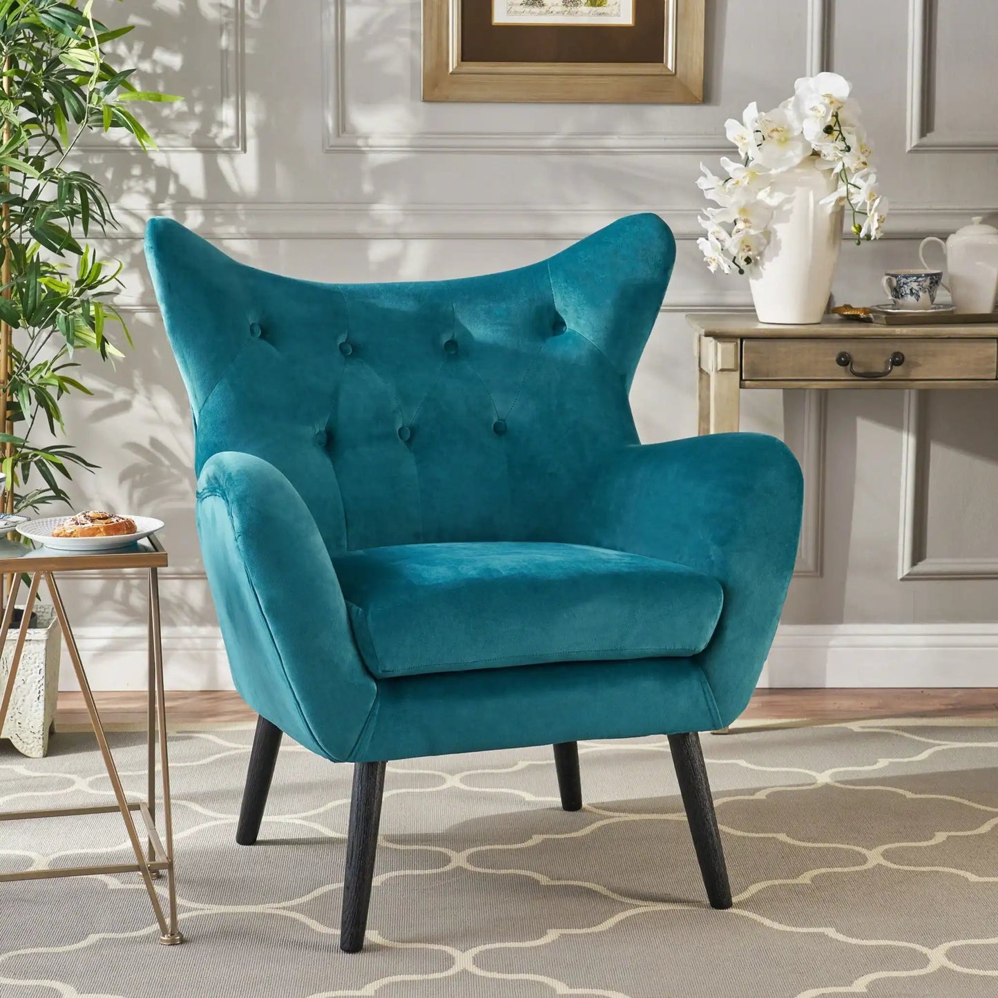 Alyssa - Mid Century Upholstered Arm Chair With Wingback Design