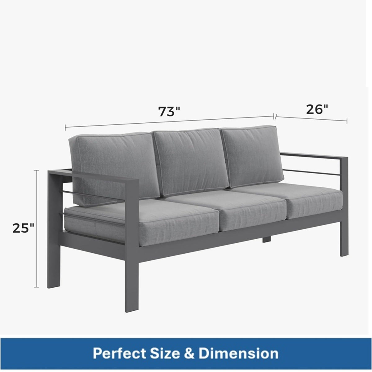 73" All-Weather Aluminum Patio Sofa