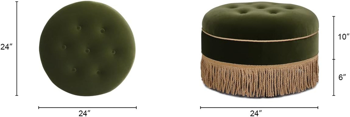 24 Inch Round PremiumQualityTextured Woven Upholstered Ottoman