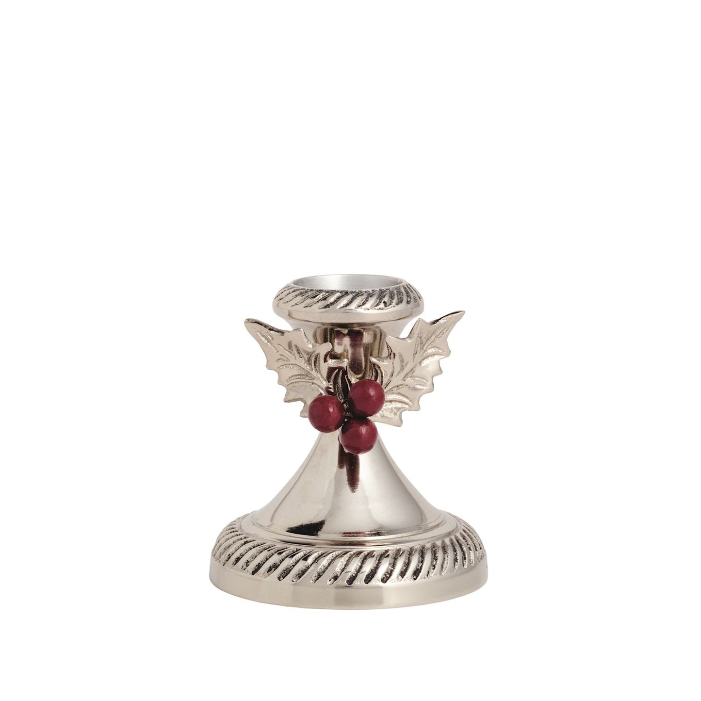 Holly Leaf & Berry Metal Candlesticks | 2 Sizes