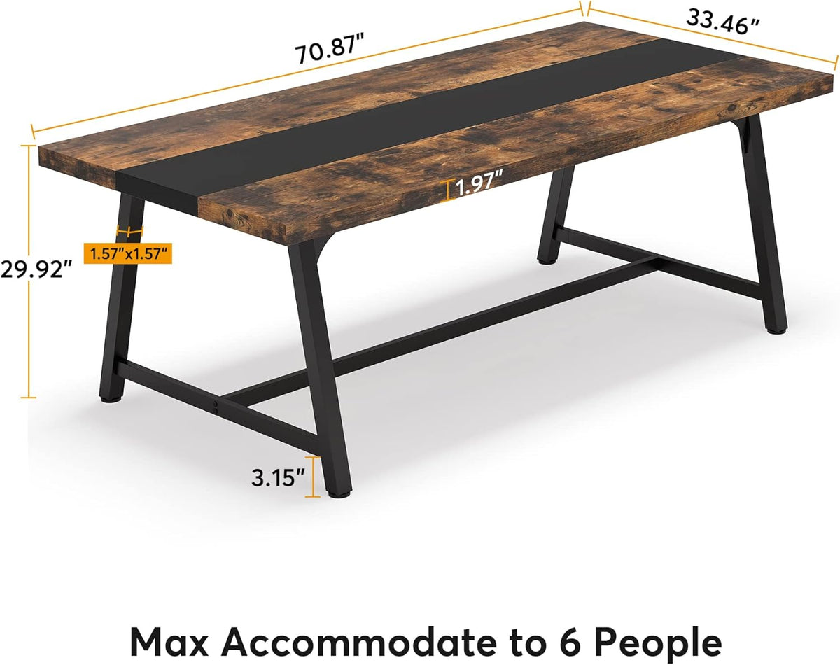 Modern Rectangular Conference Table for 6-8 People