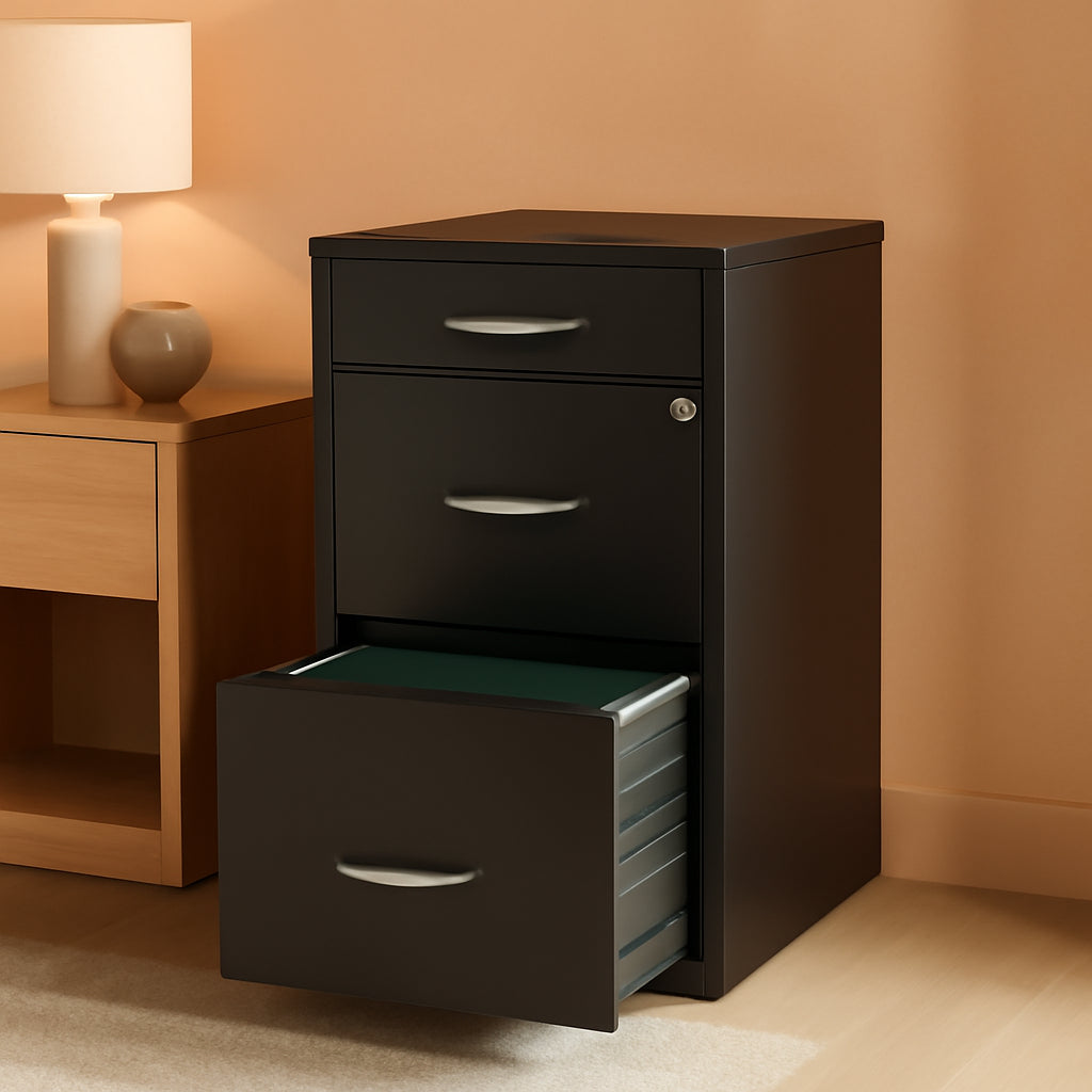 3 Drawer Charcoal Vertical Filing Cabinet For Letter Size Files Metal Construction Preassembled