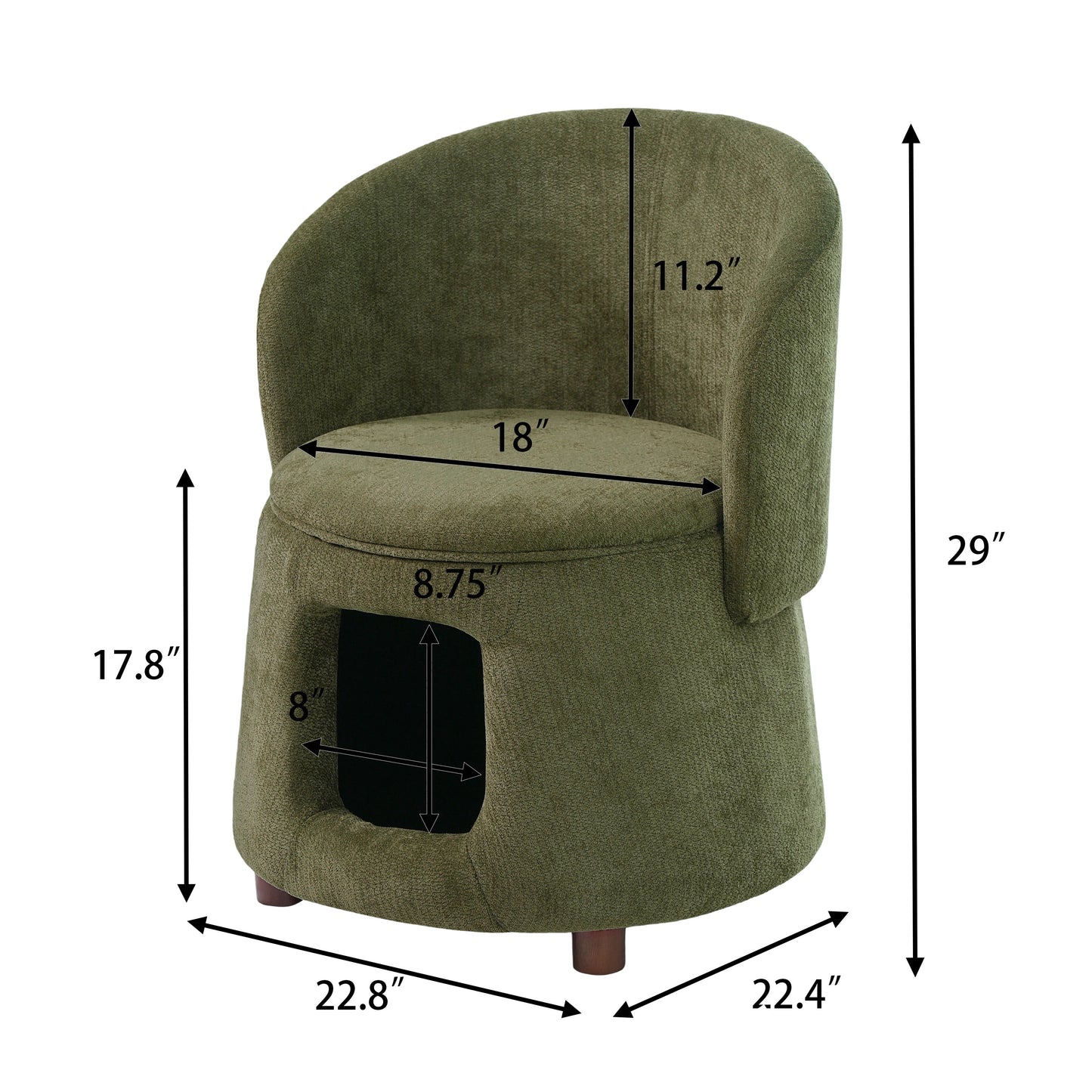 Green Pet Friendly Chair with Hidden Pet Nook