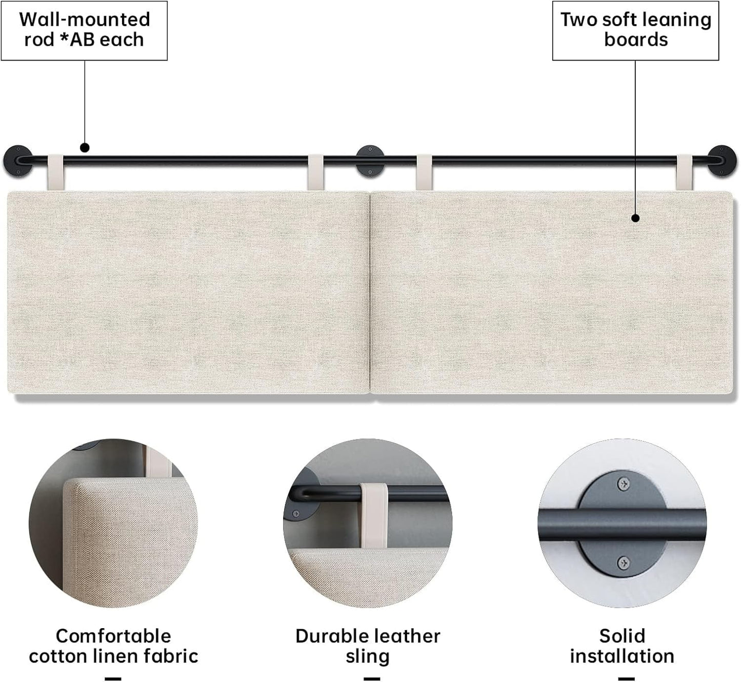 Adjustable Wall Mounted King Size Headboard with Tufting
