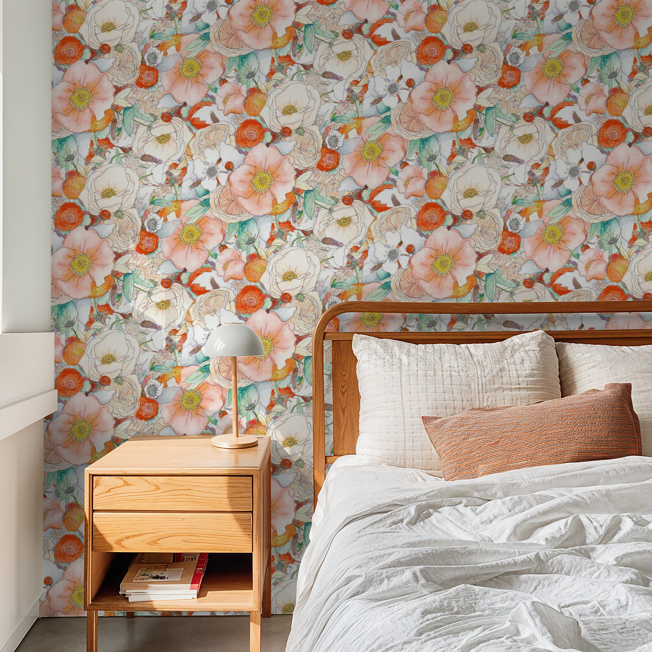 Floral Reverie Wallpaper, orange