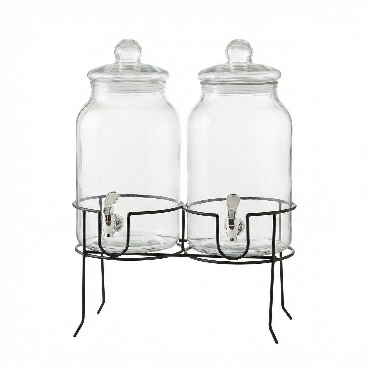 Rustic Home Beverage Dispenser Set of 2 With Black Metal Stand 1 Gal