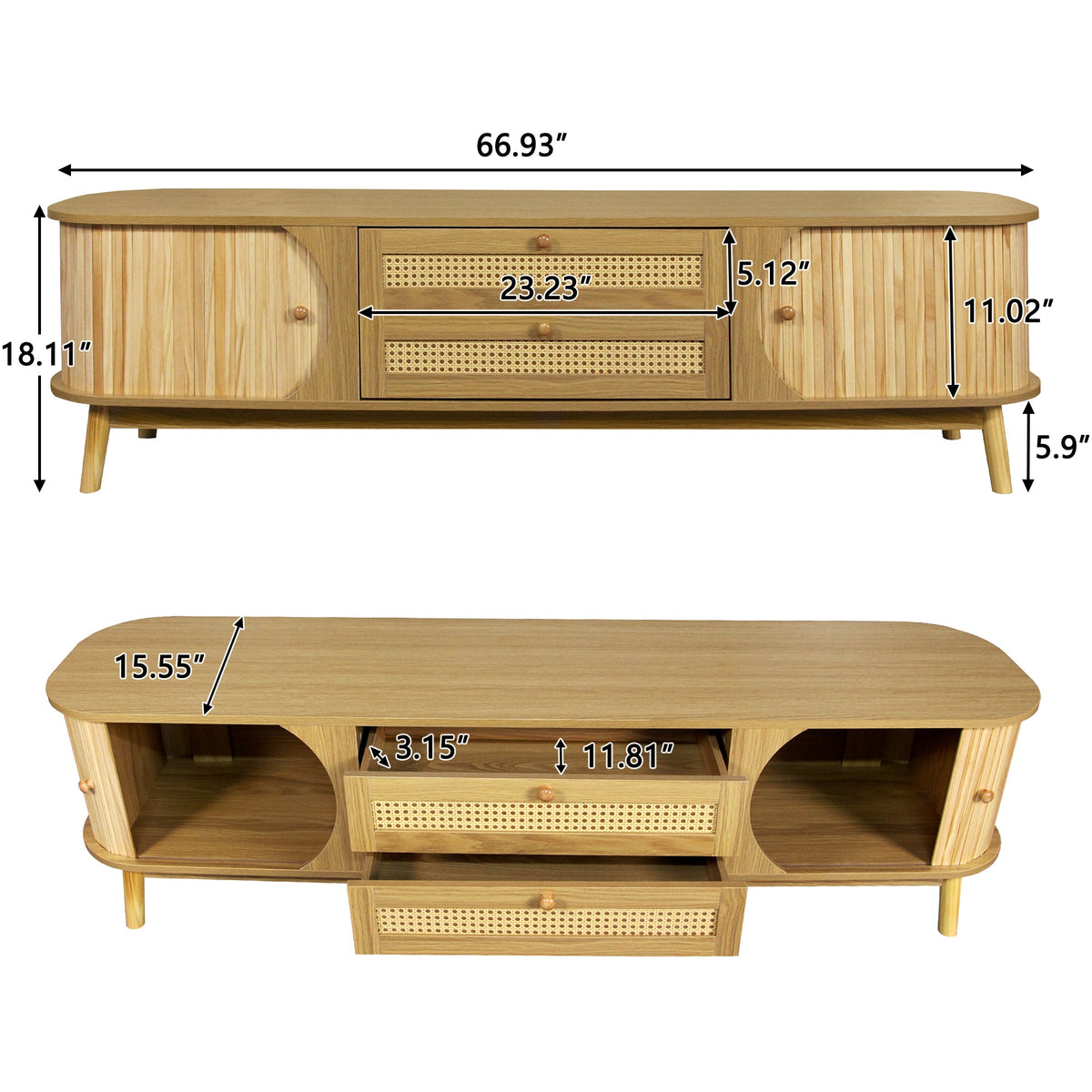 Rattan TV Stand for TVs Up to 75''