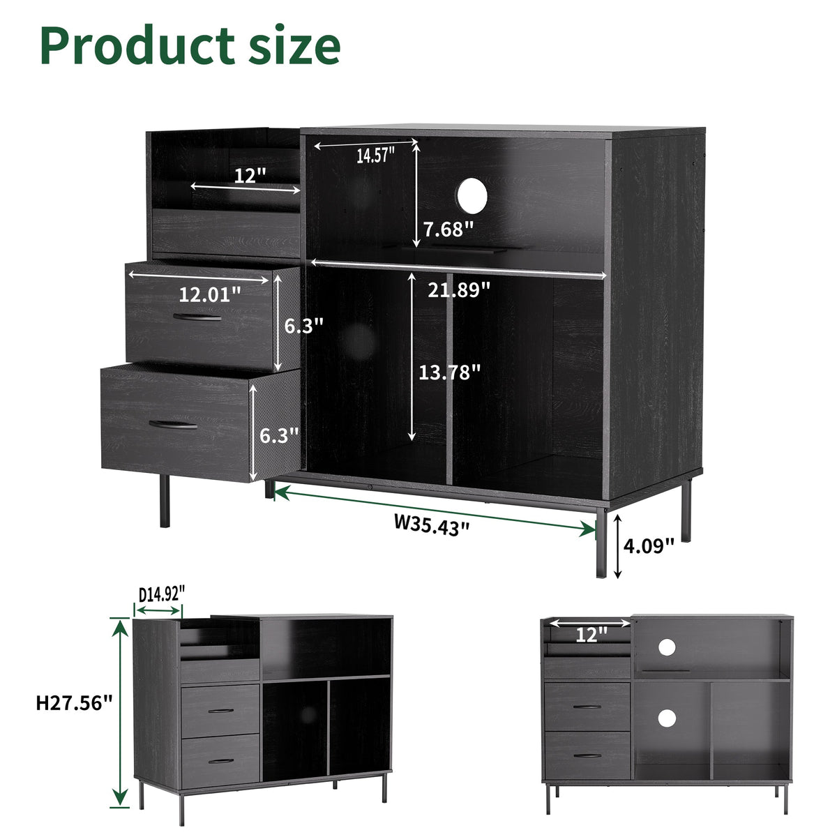 Eco-Friendly Record Player Stand with Flip-Top Storage Cabinet