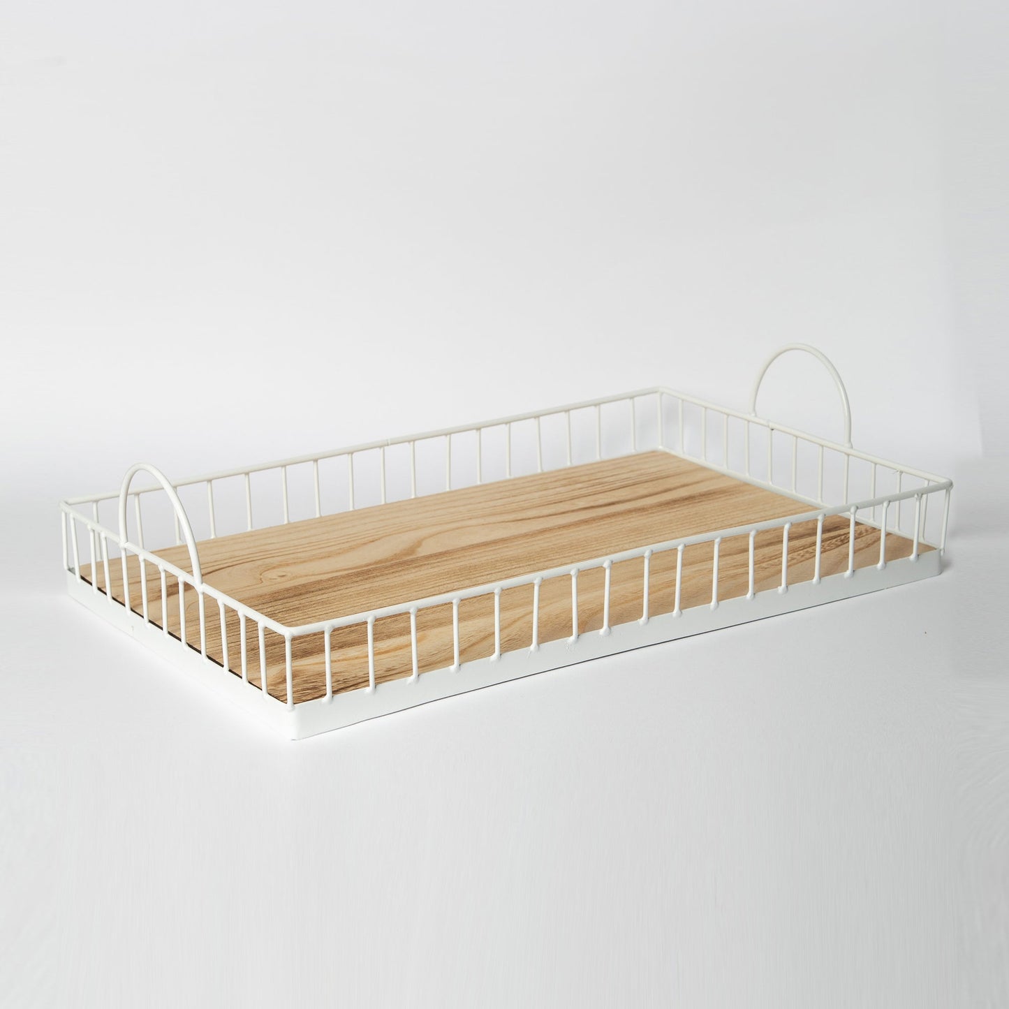 Rectangular Metal & Wood Tray