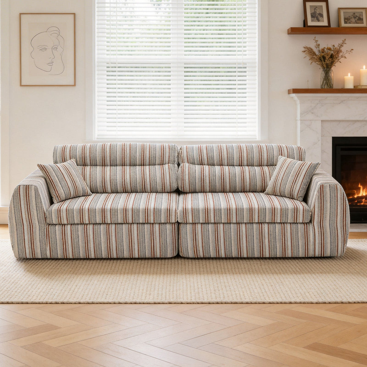 Woven Chenille Striped Compression Sofa