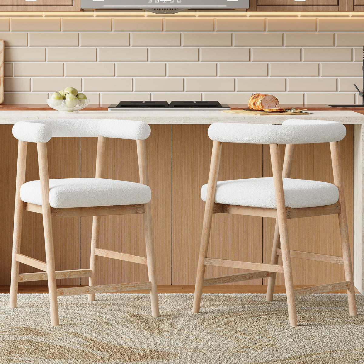 25'' Seat Height Bar Stools with Back - Set of 2