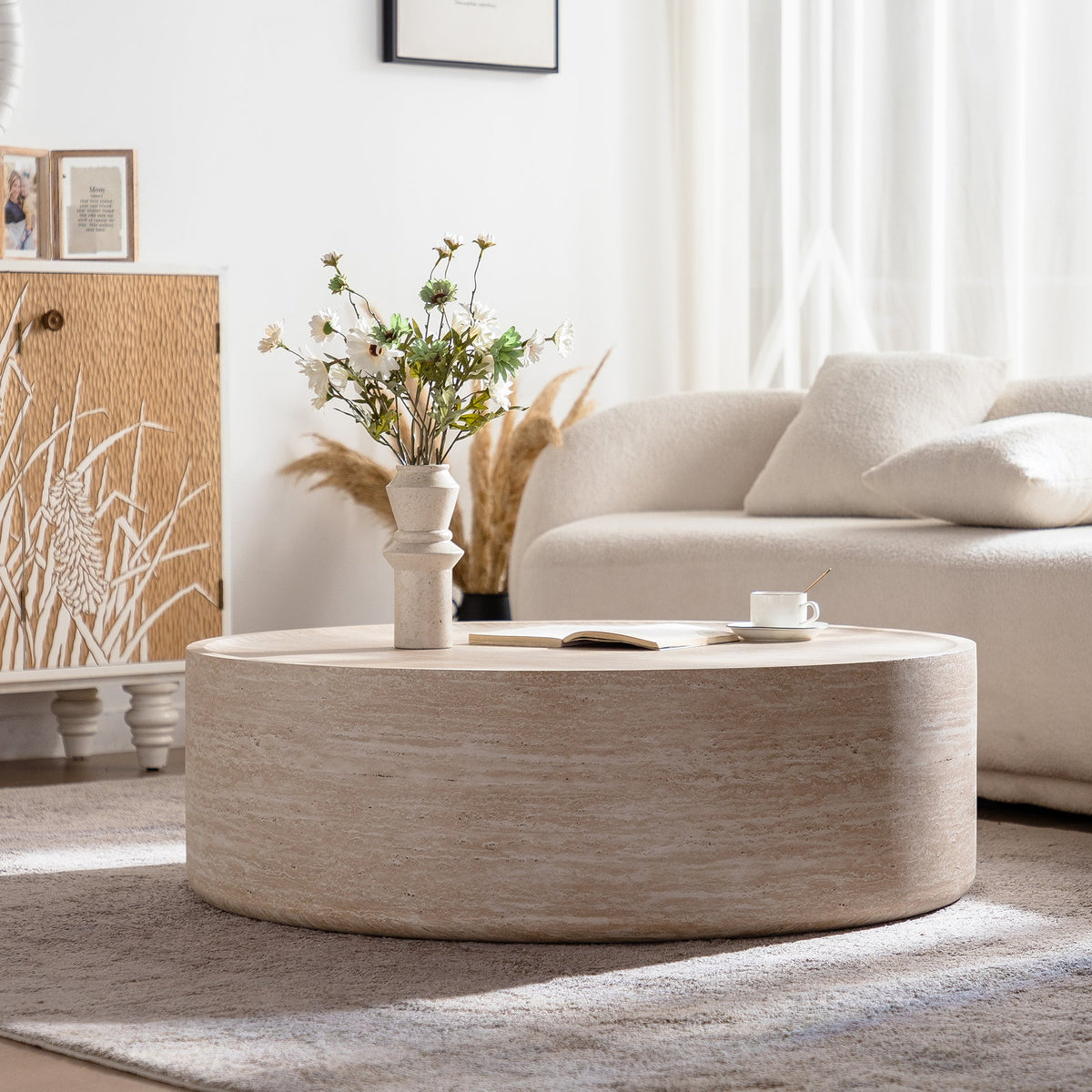 39.37" Round Coffee Table with Mars Pattern