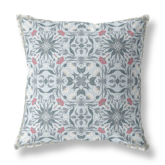 18” Powder Blue Paisley Indoor Outdoor Throw Pillow