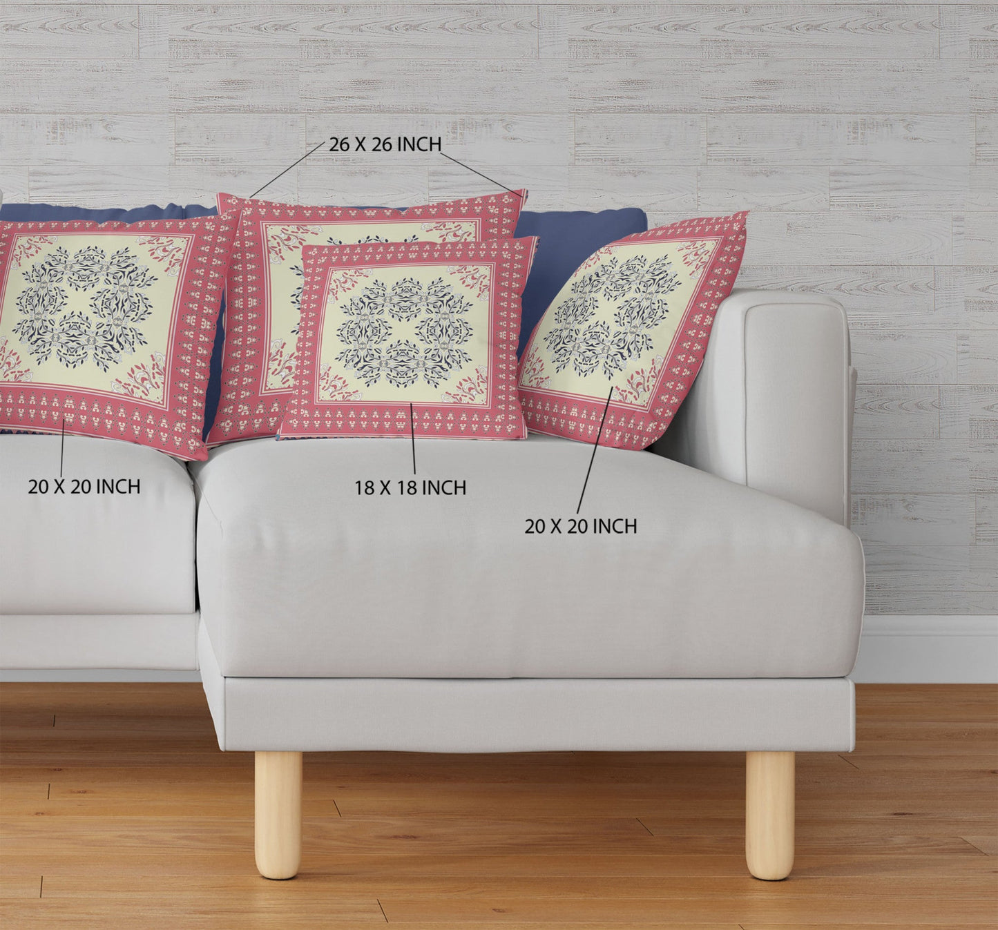 18" X 18" Cream And Pink Blown Seam Floral Indoor Outdoor Throw Pillow