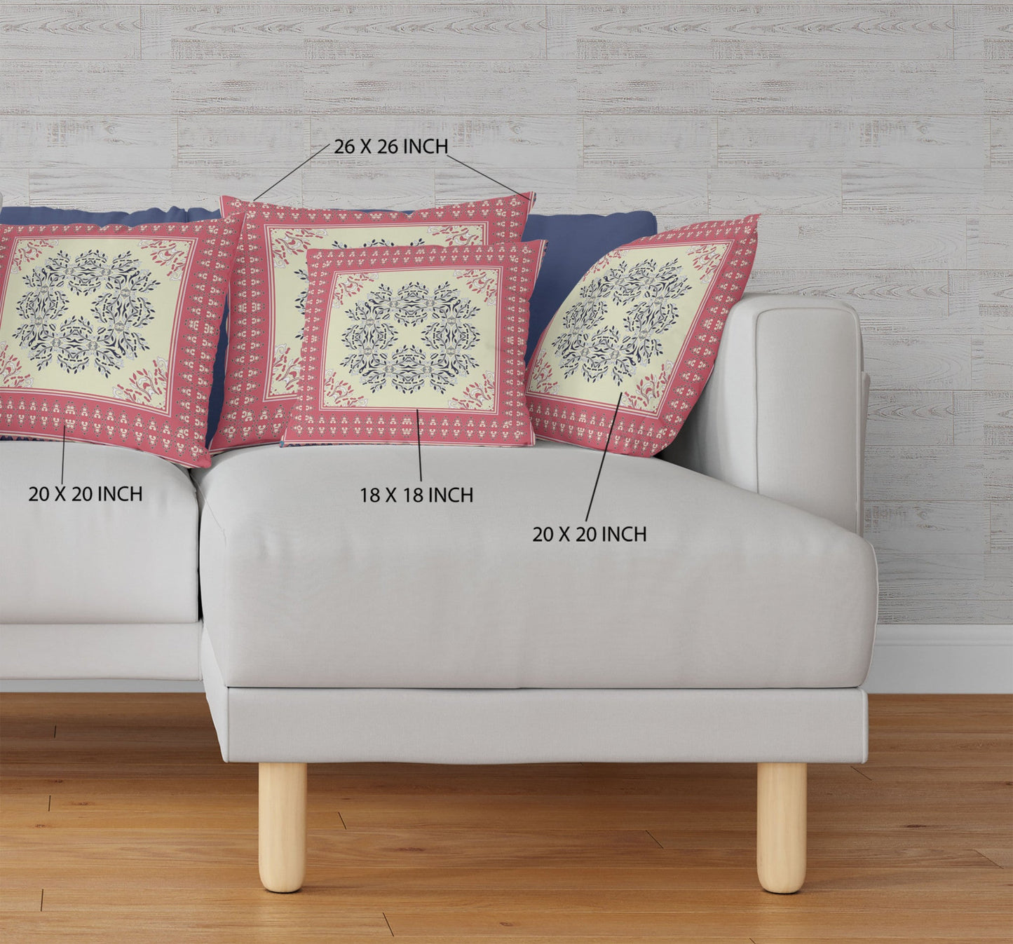 18" X 18" Cream And Pink Blown Seam Floral Indoor Outdoor Throw Pillow