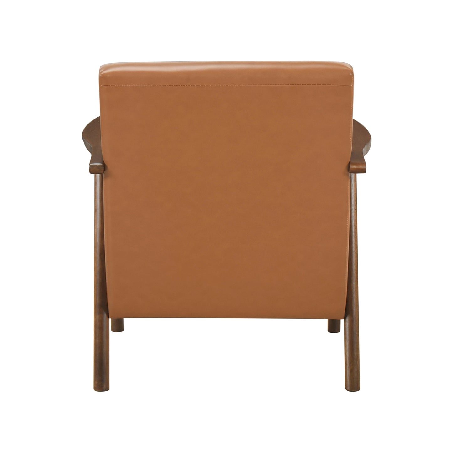 Brown Faux Leather Upholstered Accent Chair 1pc Seat Cushion Solid Rubberwood Frame Living Room Furniture