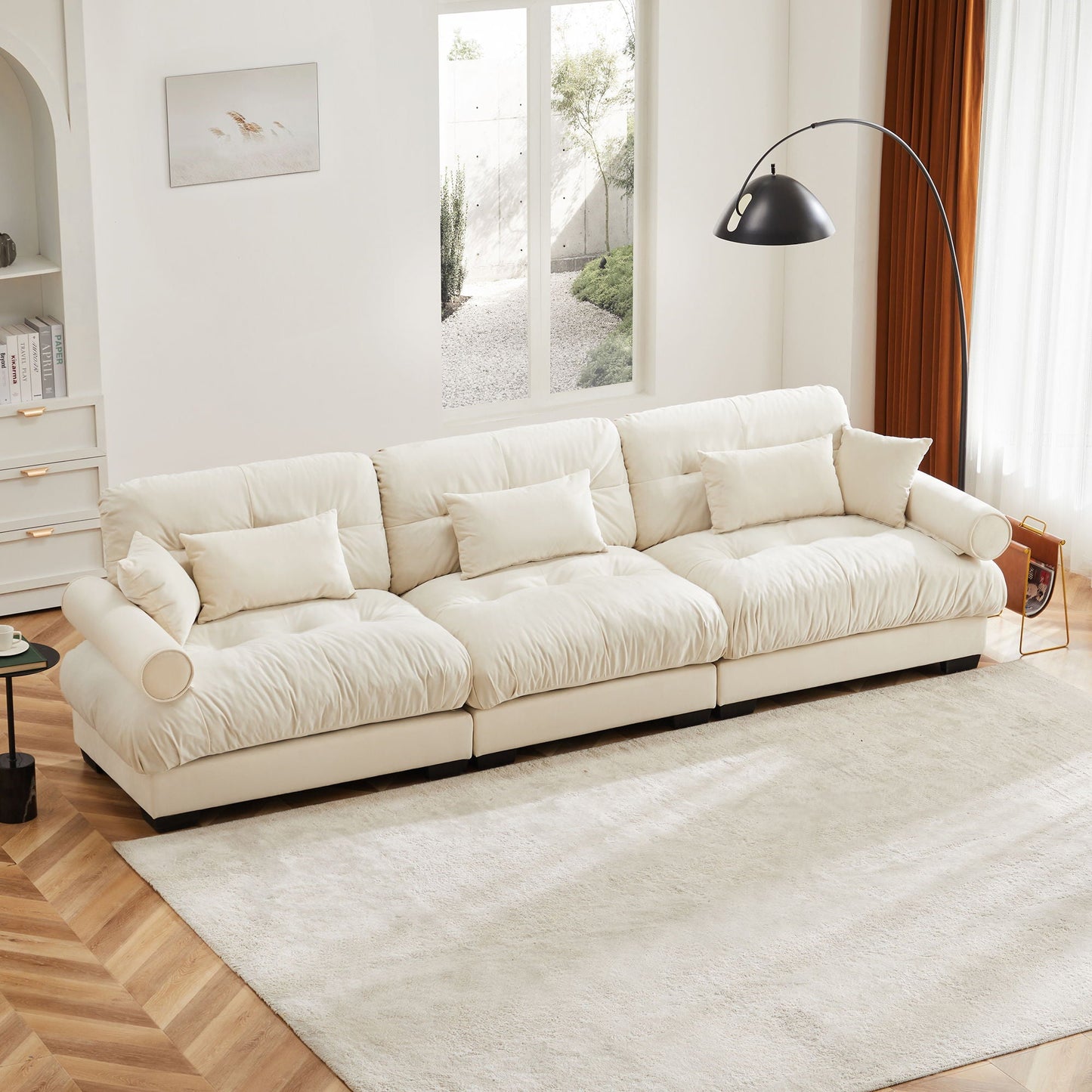 Modern Oversize Sofa With Cloud Like Comfort, Featuring Waist And Throw Pillows