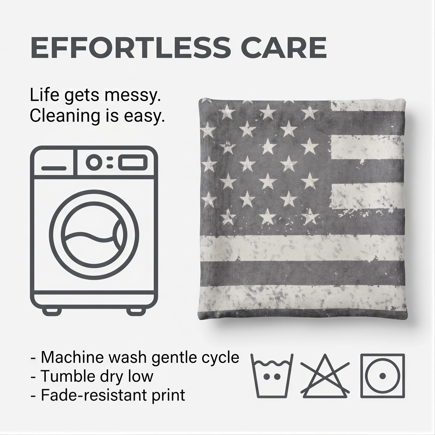 Patriotic Throw Pillow | USA Pillow Cover 18x18 with Zipper Closure Cushion