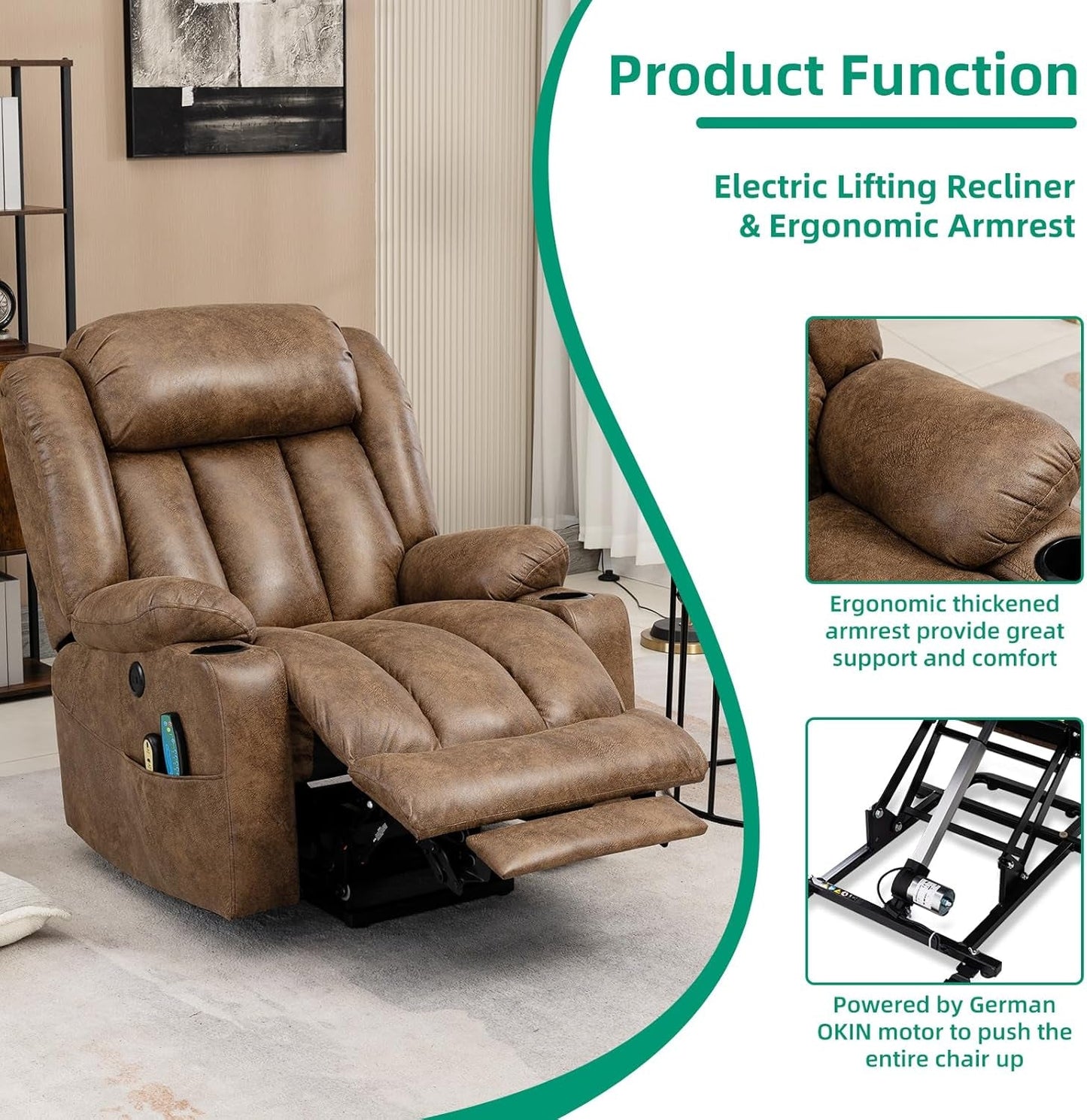 Tall Man Lift Recliner With Massage For Extended Comfort