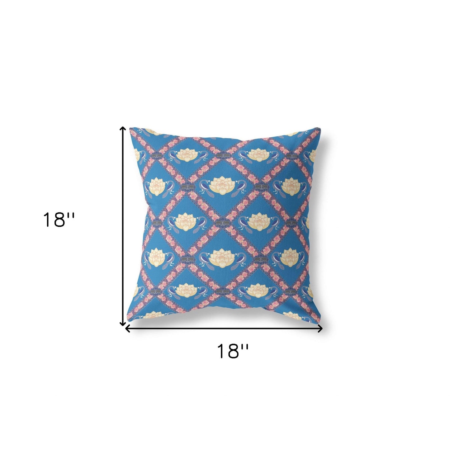 18"x18" Blue Yellow Pink Zippered Broadcloth Geometric Throw Pillow